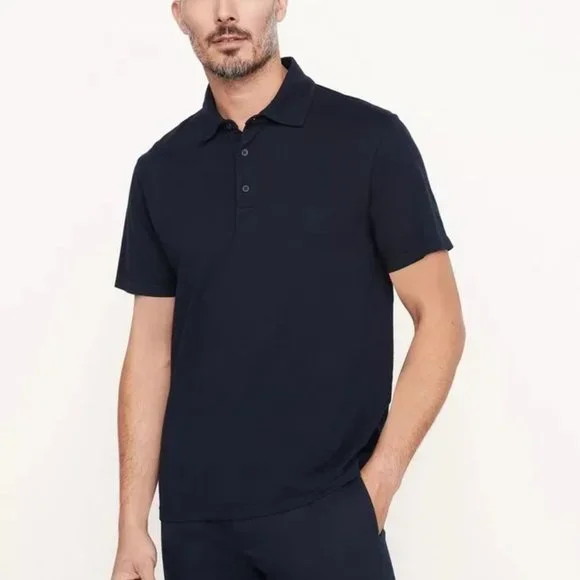 Vince Shirts Vince Mens Classic Slub Polo Short Sleeve Heather